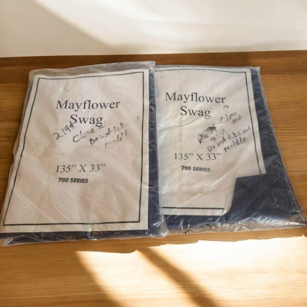 A.L. Ellis, Inc. 1990s Vintage Set of Mayflower Swag Curtains NIP